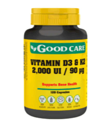 VITAMINA D3 & K2 2000 UI 90 ΜG – 120 CÁPSULAS – GOOD CARE